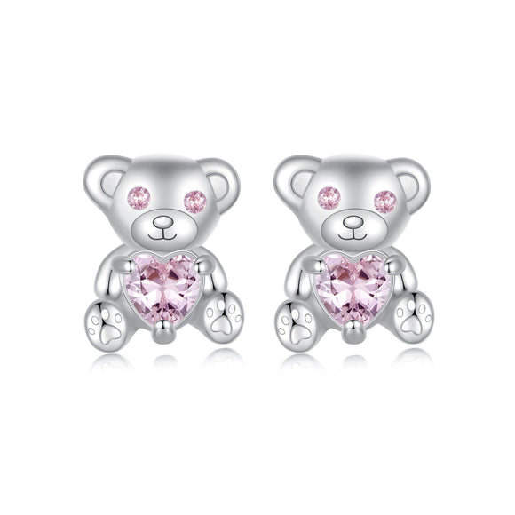 925 Sterling Silver Earrings with CZ in White Gold Plating