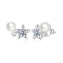 925 Sterling Silver 0.20 Carat Moissanite Earrings with Synthetic Pearl for Women-1