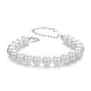 925 Sterling Silver Adjustable White Gold Plated Bracelet with Synthetic Pearl for Women-1
