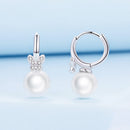 925 Sterling Silver Earrings with Plated Platinum and Shell Pearl for Women-3