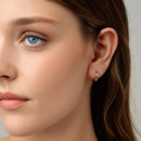 925 Sterling Silver Earrings for Women - 1.4x0.4cm - White Gold and Gold Plated-7