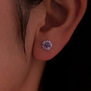 925 Sterling Silver Earrings with Pavé CZ and Enamel Process, 0.8cm, White Gold Plated for Women-6