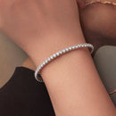 925 Sterling Silver White Gold Plated 16cm Stretchable CZ Bracelet for Women-5