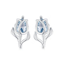 925 Sterling Silver Synthetic Spinel Earrings with Platinum Plating - 12x7mm-2