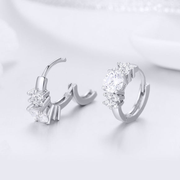 925 Sterling Silver Earrings with Pavé Setting and CZ Stone for Women