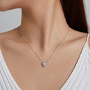 925 Sterling Silver Adjustable Cubic Zirconia Pendant Necklace for Women-7
