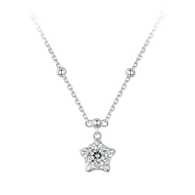925 Sterling Silver 5mm Moissanite Necklace for Women - 0