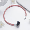 925 Sterling Silver Pavé Setting CZ Bracelet with Genuine Leather for Women-7