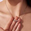 925 Sterling Silver White Gold Plated 40+5cm Necklace with CZ for Women-7
