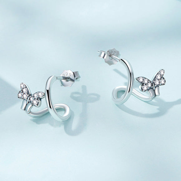 925 Sterling Silver Earrings with Pavé Setting CZ