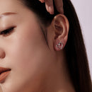 925 Sterling Silver Earrings with CZ in White Gold Plating - 1.4x1.2cm for Women-6