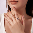 925 Sterling Silver Pavé Setting CZ White Gold Plated Ring with Transparent Glass for Women-6