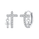 925 Sterling Silver Earrings with Pavé Setting CZ in White Gold, Size 13*8mm for Women-3