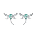 925 Sterling Silver Earrings with CZ and Glass, 12x14mm, for Women-1