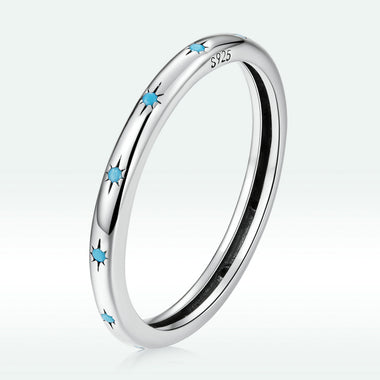 925 Sterling Silver Turquoise Oxidized Silver Ring Size 6 for Women - 0