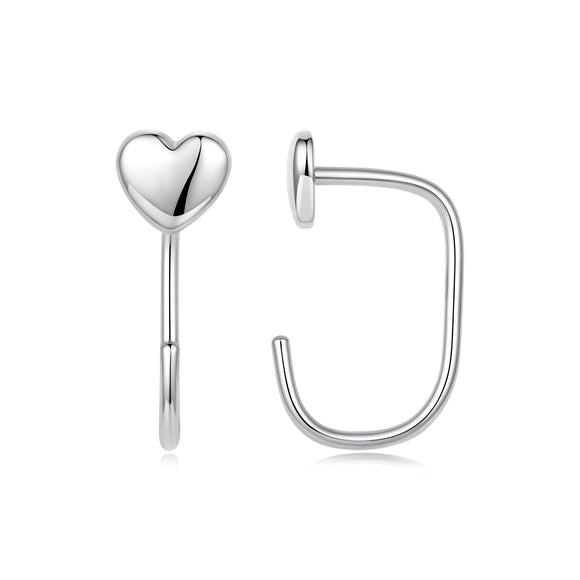 925 Silver White Gold Plated 1.4cm Brass Earrings for Women