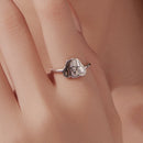925 Sterling Silver Oxidized Silver Dog Ring for Women-6