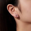 925 Sterling Silver Earrings with CZ in White Gold Plating - 1.4x1.2cm for Women-7