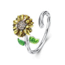 925 Sterling Silver Enamel Pavé Setting CZ Oxidized Silver Ring-1