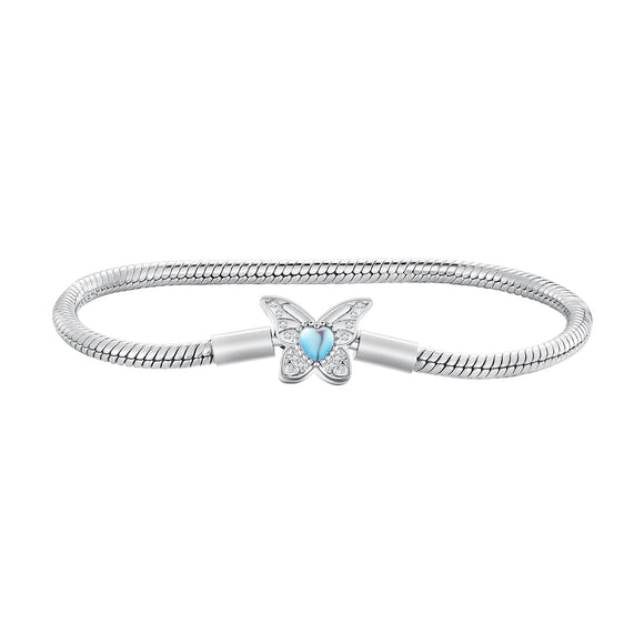 925 Sterling Silver Moonstone Bracelet 17.0 cm Pavé Setting for Women