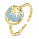 925 Sterling Silver Enamel Gold Plated Ring, 1.1cm Round Size for Women-1