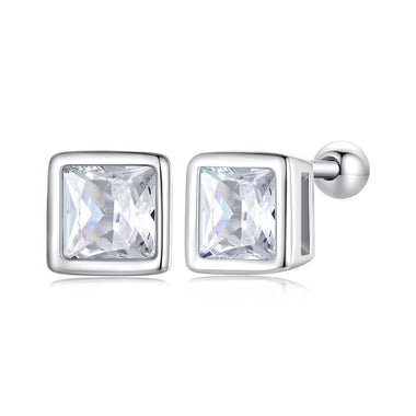 925 Sterling Silver 5mm Pavé Setting CZ Earrings for Women - 0