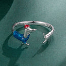 925 Sterling Silver Enamel Ring for Dogs, 0.2cm Width, White Gold Plated-3