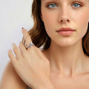 925 Sterling Silver Enamel Process Pavé CZ White Gold Ring for Women-6