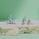 925 Sterling Silver Earrings with CZ and Glass, 12x14mm, for Women-5