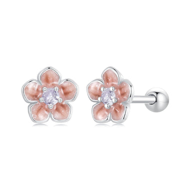 925 Sterling Silver Earrings with White Gold Plating and Pavé Setting CZ - 0