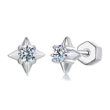 925 Sterling Silver 0.1 Carat Moissanite Earrings for Women