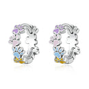 925 Sterling Silver Enamel Oxidized Silver Earrings-1
