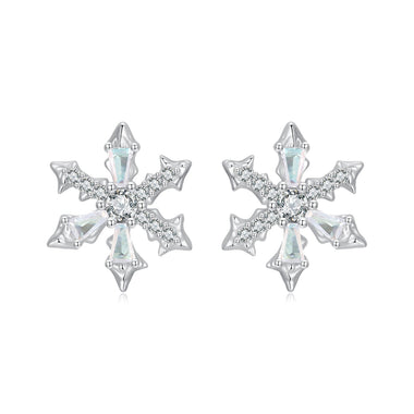 925 Sterling Silver Earrings with Plated White Gold and CZ