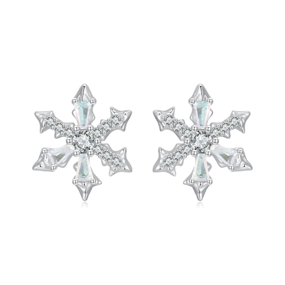 925 Sterling Silver Earrings with Plated White Gold and CZ