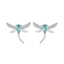 925 Sterling Silver Earrings with CZ and Glass, 12x14mm, for Women-2