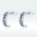 925 Sterling Silver Earrings with Pavé Setting CZ, 1.1*0.3 cm-5