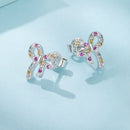 925 Sterling Silver White Gold Plated Pavé Setting CZ Earrings 1.0cm for Women-4