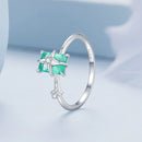 925 Sterling Silver 1.40mm Width CZ & Glass Ring Size 6 for Women-3