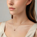 925 Sterling Silver Necklace with Natural Golden Sunstone, 40+5cm, Plated White Gold for Women-5