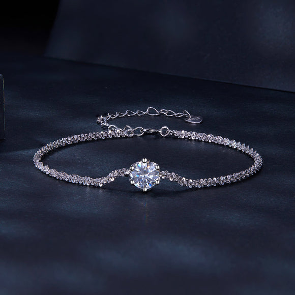925 Sterling Silver 1 Carat Moissanite Bracelet for Women