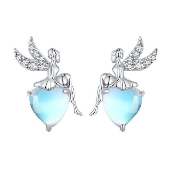 925 Sterling Silver Moonstone CZ Earrings for Women