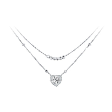 925 Sterling Silver 6.5mm Moissanite Necklace with Pavé Setting for Women - 0