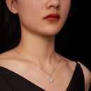 925 Sterling Silver Moissanite Necklace with Pavé Setting, 45cm, Platinum Plated, Women-8