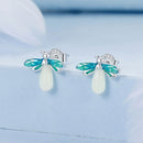 925 Sterling Silver Earrings with Luminous Stone in 10x12mm-5