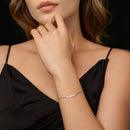 925 Sterling Silver Moissanite Bracelet for Women, Plated White Gold, 15+6cm-6