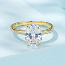 925 Sterling Silver 3.5 Carat Oval Zircon Ring with White Gold Plating for Women-5
