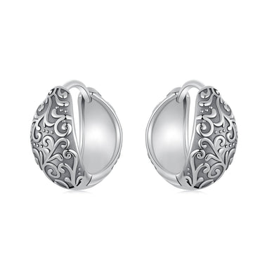 925 Sterling Silver Oxidized Silver Earrings 1.2*0.6cm for Women