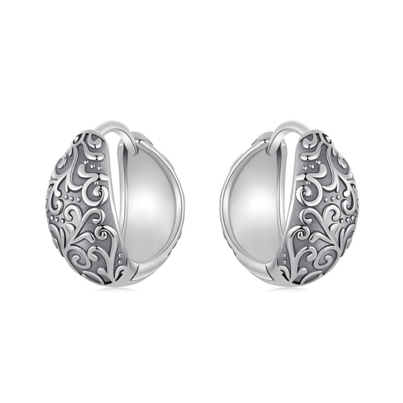 925 Sterling Silver Oxidized Silver Earrings 1.2*0.6cm for Women
