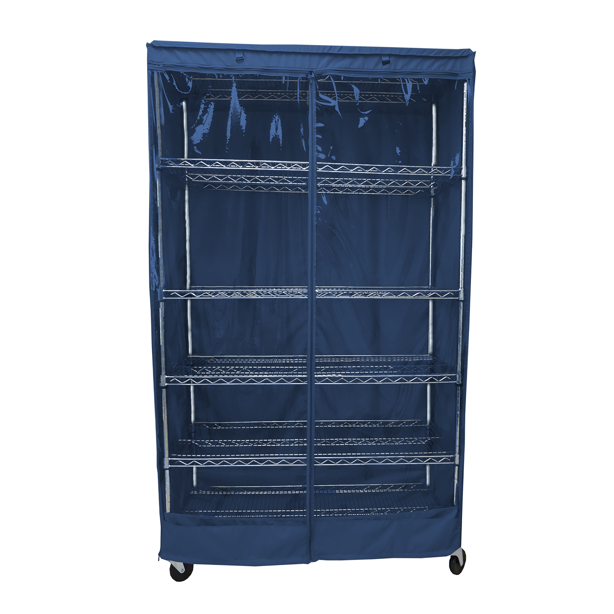 Storage Shelving Unit Cover, fits racks 36"W x 18"D x 72"H one side see through panel in Dusty Blue