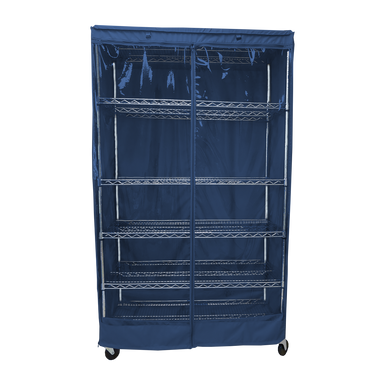Storage Shelving Unit Cover, fits racks 36"W x 18"D x 72"H one side see through panel in Dusty Blue